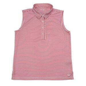 Tory Burch Sport Sleeveless Polo Shirt Medium Striped Golf Tennis Active Ruffle